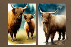 Highland cow, Bull painting, Longhorn 8 PNG Product Image 3