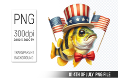4th of July Fish Clipart PNG, Fish illustration for crafts Product Image 1