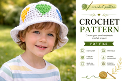 Heart Motif Kids Crochet Sun Hat Pattern PDF Product Image 4