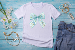 Baby Blue Forget-Me-Not Coquette Bow Clipart Product Image 3