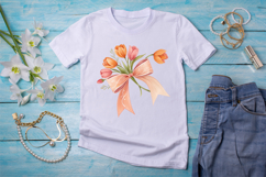 Peach Tulip Coquette Bow Clipart Product Image 3