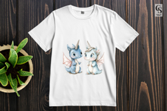 Cute Unicorn Dragon Friends Clipart Sublimation PNG Product Image 3