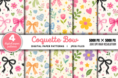 Coquette Bow Striped Background JPG Product Image 1
