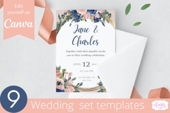 Navy and Pink Floral Wedding Canva Templates Bundle Product Image 2