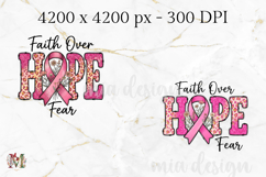 Faith Over Fear PNG, Hope Pink Ribbon Sublimation Design Product Image 2