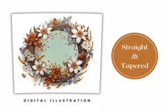 Watercolor Flowers Tumbler Wrap, Floral Wreath Sublimation Product Image 3