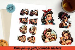 Retro Pin up girl printable stickers BUNDLE PNG. Product Image 4