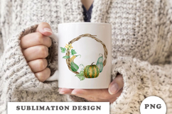 Watercolor Autumn Pumpkins Wreath png Product Image 3