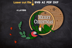 Christmas Wreath SVG laser cut files for Glowforge Product Image 3