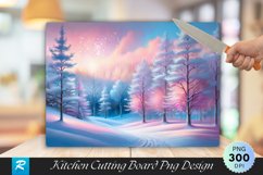 Serene Snowy Forest Scene Cutting Board PNG Design Product Image 1