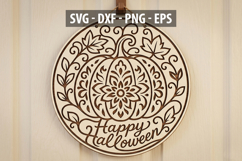 Happy Halloween Pumpkin SVG , Laser Cut Door Hanger SVG Product Image 1