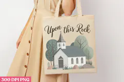 Upon this Rock PNG, Retro Church Sublimation PNG Product Image 1