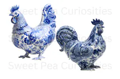 Blue Toile, Ephemera, PNG, Clipart, Junk Journal, flowers Product Image 3