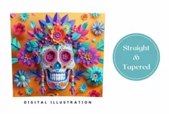 3D Sugar Skull Tumbler Wrap, 3D Paper Colorful Skull Tumbler Product Image 3