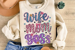 Wife Mom Boss PNG sublimation | Mother's Day PNG T-Shirt Product Image 10
