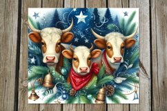 Christmas cow | 4 round skinny tumbler Sublimation designs Product Image 3