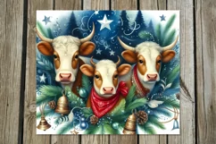 Christmas cow | 4 round skinny tumbler Sublimation designs Product Image 3