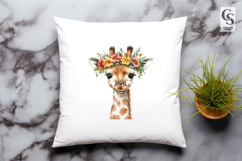 Cute Giraffe Clipart with Floral Crown PNG Product Image 3