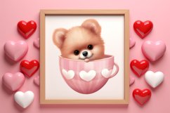 Cute Valentine Pomeranian Puppy, Valentines Clipart Product Image 3