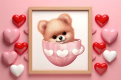 Cute Valentine Pomeranian Puppy, Valentines Clipart Product Image 3