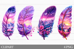 Feather Clipart. Floral Feather Sublimation Product Image 1