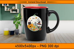 Cute Pumpkin Witch and Ghost Halloween Scene PNG Product Image 3
