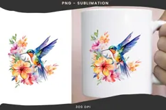 Kolibri with flowers png design for T-shirts Product Image 3