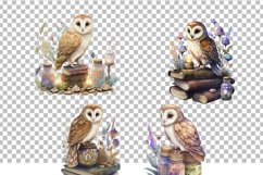 Magic owl and old books, Celestial owls clipart Product Image 3