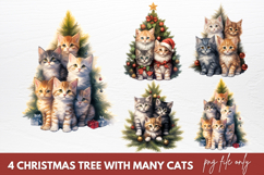 Christmas Tree With Many Cats Clipart Product Image 1