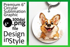 Watercolor Dog Circle Lover Mug Design Keychain PNG Product Image 1