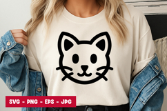Cartoon Cat Face Outline SVG Product Image 1