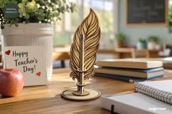 Feather Pen Stand Laser Cut Bundle | Glowforge | SVG Product Image 3