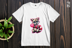 Cute Raccoon Holding Heart Illustration Clipart PNG Product Image 2