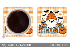 Cute Ghost Coaster Design. Halloween Coaster Sublimation Product Image 1
