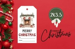 Watercolor Christmas Fireplace Gift Tag, Christmas Gift Tag Product Image 3
