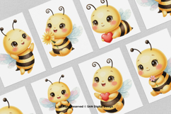 15 Bundle Watercolor Cute Girl Bee Baby Honey Sting Fly Buzz Product Image 3