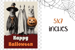 Cartoon Halloween Greeting Card PNG, Halloween Lama Wall Art Product Image 3