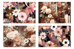 Boho Flowers Cosmetic Bag, Floral Cosmetic Bag Print Product Image 3