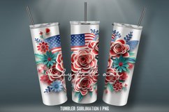 3D Patriotic Flowers Tumbler Sublimation Designs Product Image 3