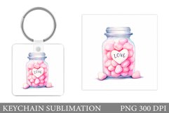 Jar with Hearts Keychain. Hearts Keychain Sublimation Product Image 1