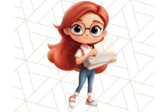 Cute Teacher Girls Clipart, School PNG, Teacher Sublimation Product Image 3