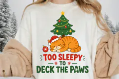 Orange Cat Christmas PNG, Too Sleepy To Deck The Paws PNG Product Image 5