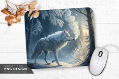 Frosty Wolf in Crystal Forest Mouse Pad PNG Design Product Image 1