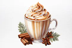 Christmas Hot Cocoa Watercolor Clipart PNG Product Image 3
