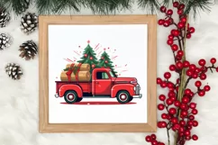 Red Christmas Truck Sublimation Clipart, Christmas PNG Product Image 3