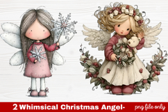2 Whimsical Christmas Angel Clipart | Cute Holiday Angel PNG Product Image 1
