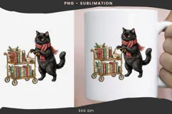 Christmas bookish cat png design for T-shirts Product Image 3
