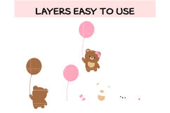 Cute Teddy Bear Balloon SVG Bundle | Baby Shower, Birthday, Product Image 2