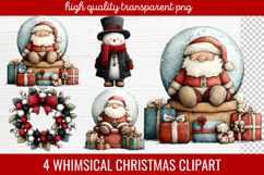 4 Whimsical Christmas Clipart | Cute Holiday PNG Set Product Image 1