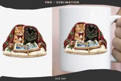 Christmas bookish cat png design for T-shirts Product Image 3